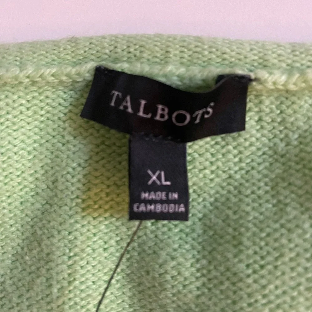 TALBOTS Womens Sweater XL Green Striped  Roll Neck Pocket Patty Lightweight NEW - Picture 3 of 12